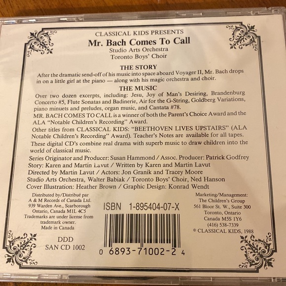 CD🌿🌼🎶Mr Bach Comes to Call. 🎶🌼🌿Studio Arts Orchestra Toronto Boys Choir 🌿 - Picture 4 of 4